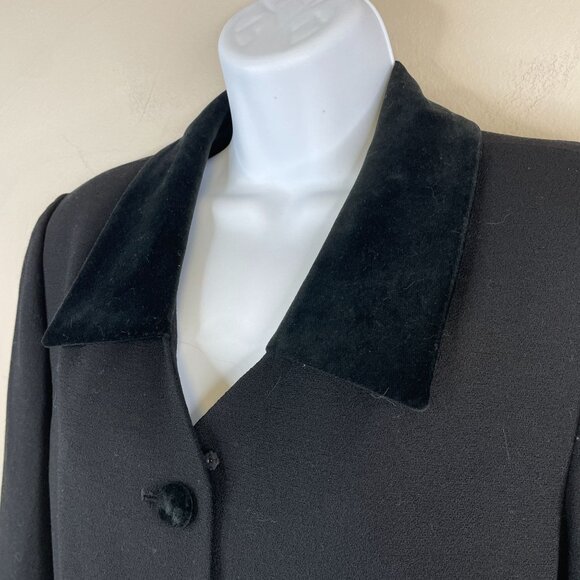 Vintage Equestrian Hunting Wool Blazer 12P Black Velour Collar Old Money Jacket - Picture 3 of 11